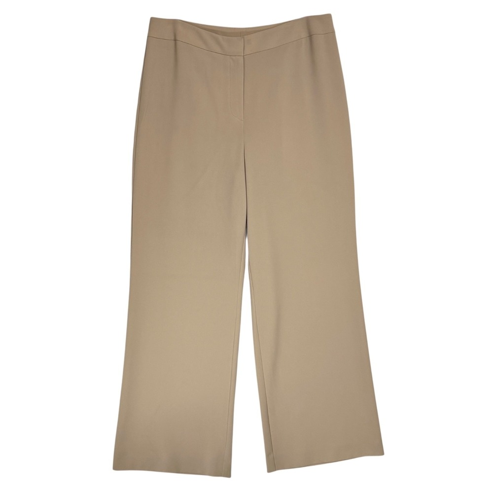 St. John High Rise Wide Leg Trousers Size 12 Drapey Tailored Dress Pants Neutral